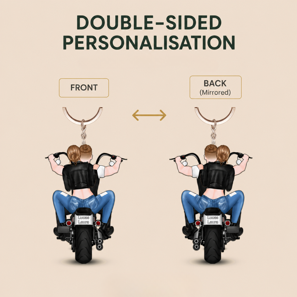 Personalised Acrylic Car Ornament  - Couple and Motorbike