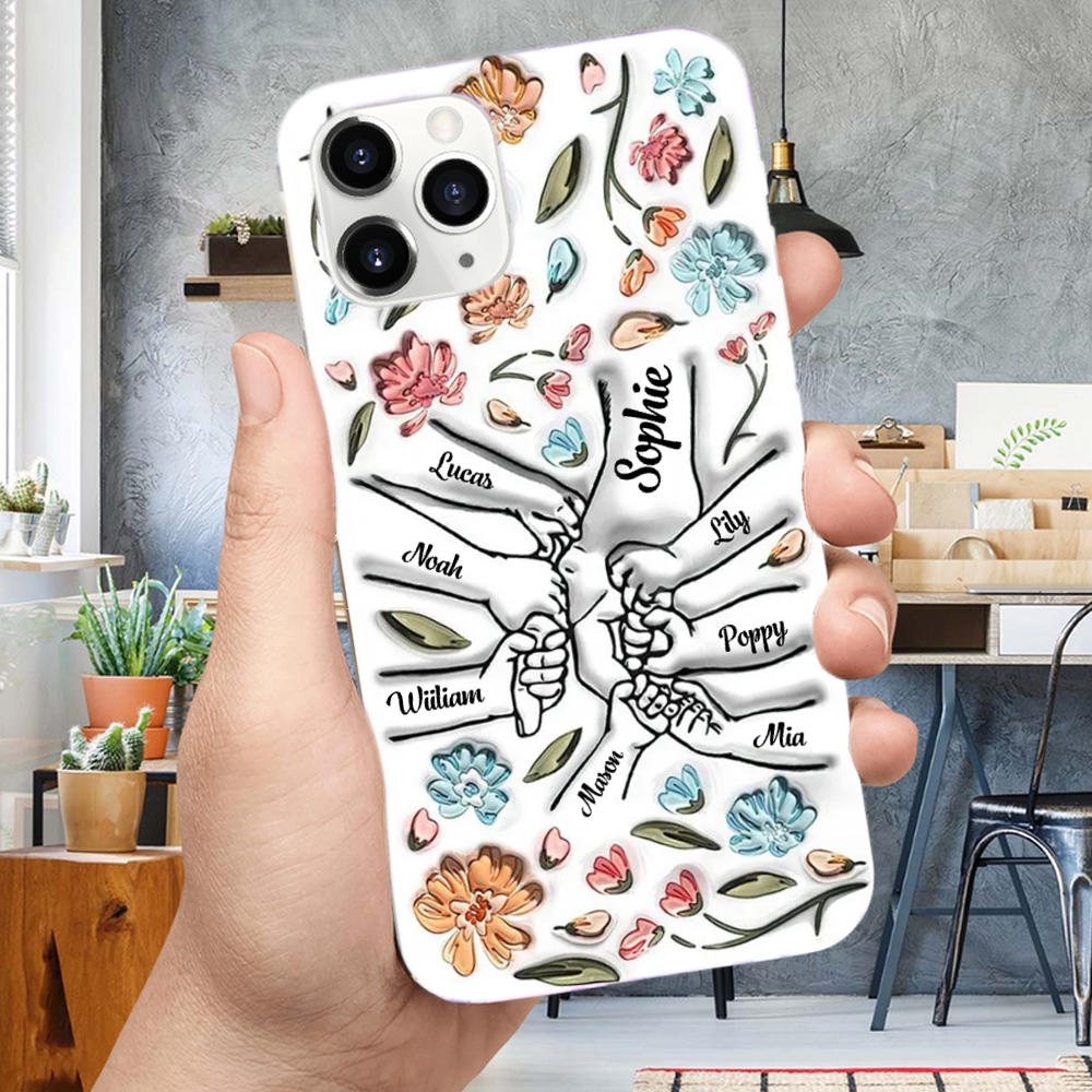 Personalised Silicone Phone Case for Mum and Grandma - Hand in Hand Design