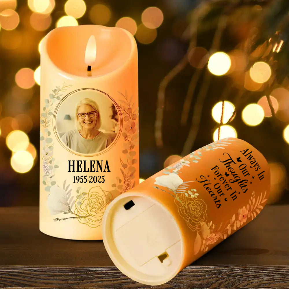 Personalised Memorial LED Candle with Photo & Quote
