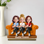 Personalised Besties Wooden Plaque - Girls on Sofa Design