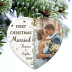 Personalised Couple Ceramic Christmas Ornament - First Christmas Married
