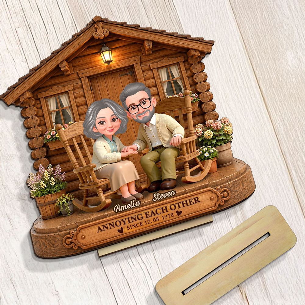 Personalised Couple Layered Wooden Plaque - Couple with House Design