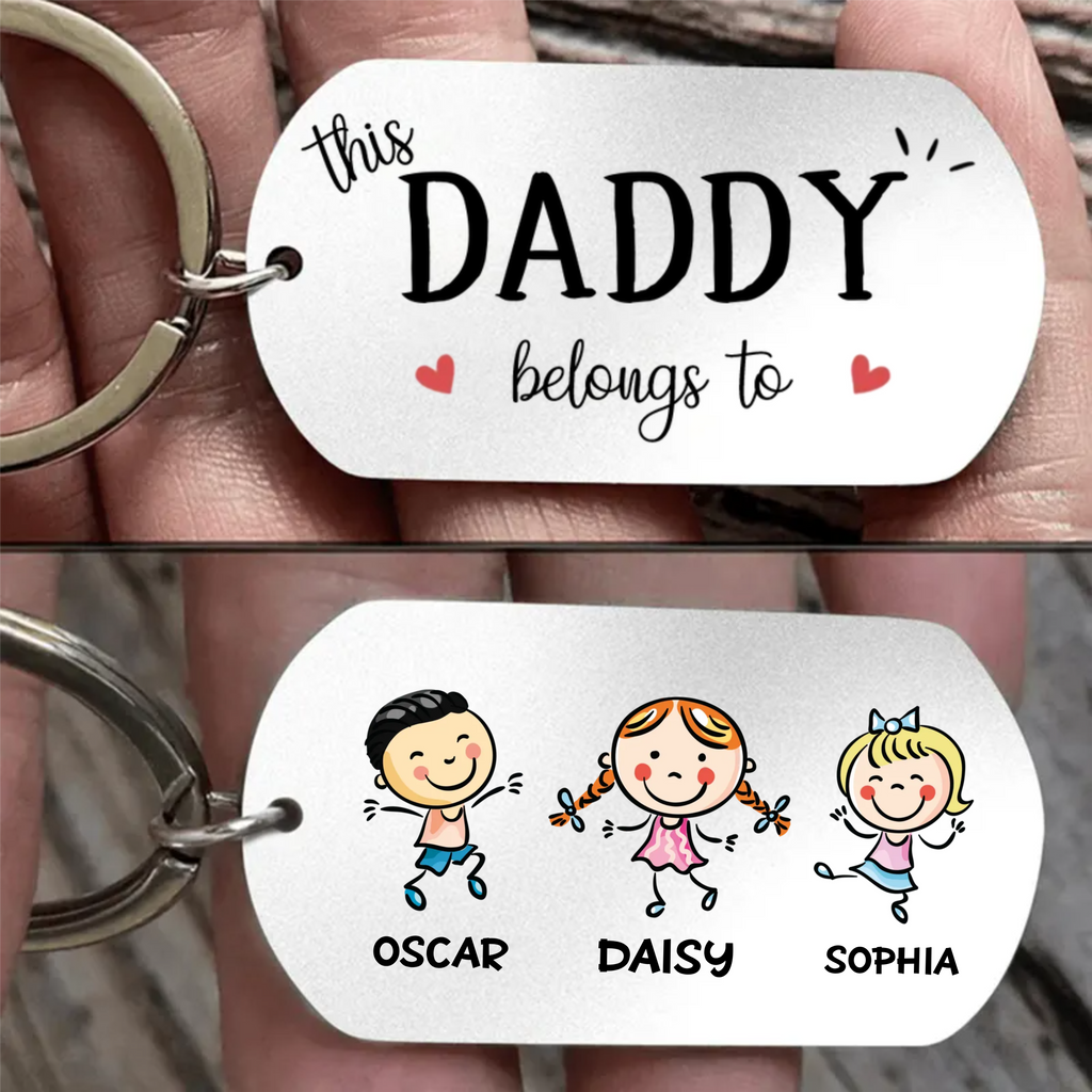 Personalised Stainless Steel Keyring with Children’s Names & Icons - This...belongs to Design