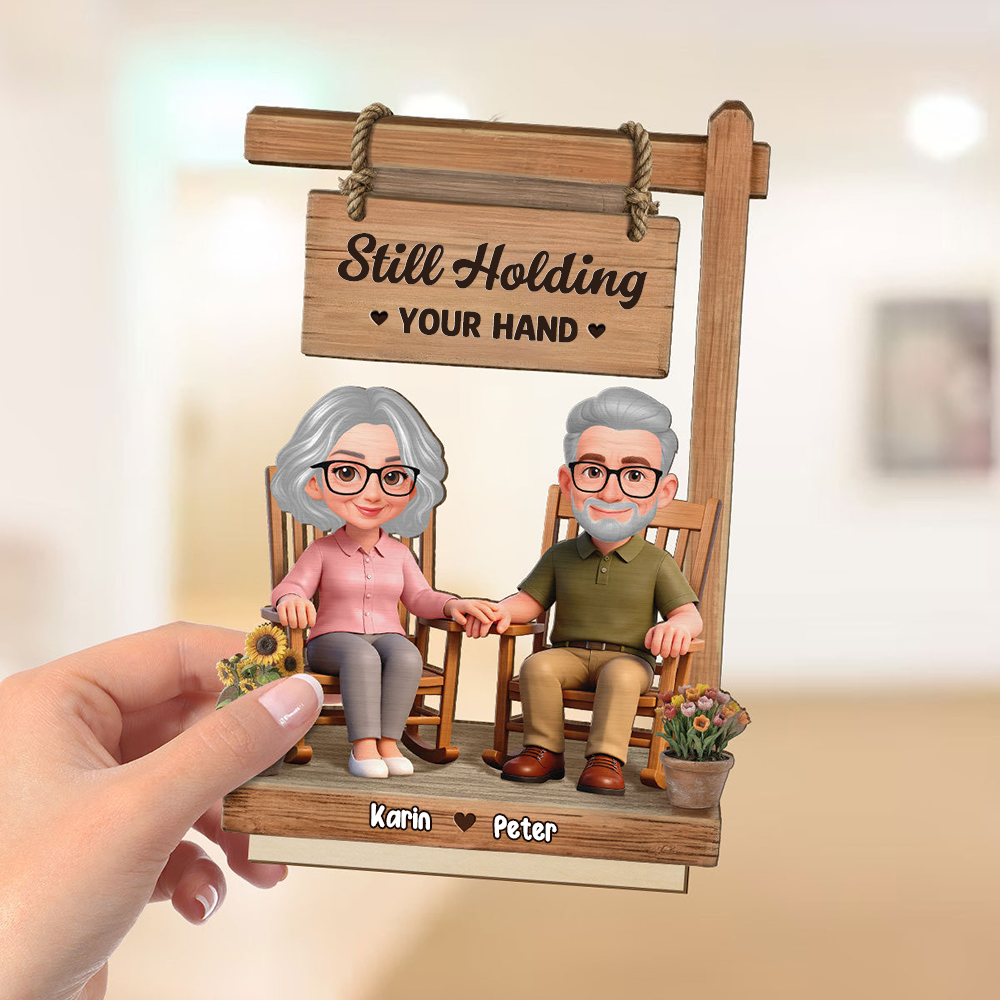 Personalised Couple Layered Wooden Plaque - Couple Sitting On Rocking Chair