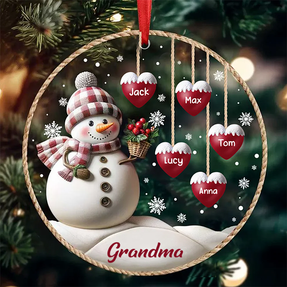Personalised Acrylic Christmas Ornament for Grandma- Snowman Design