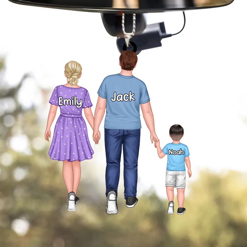 Personalised Family Acrylic Hanging Ornament - Dad, Mum and Children Design