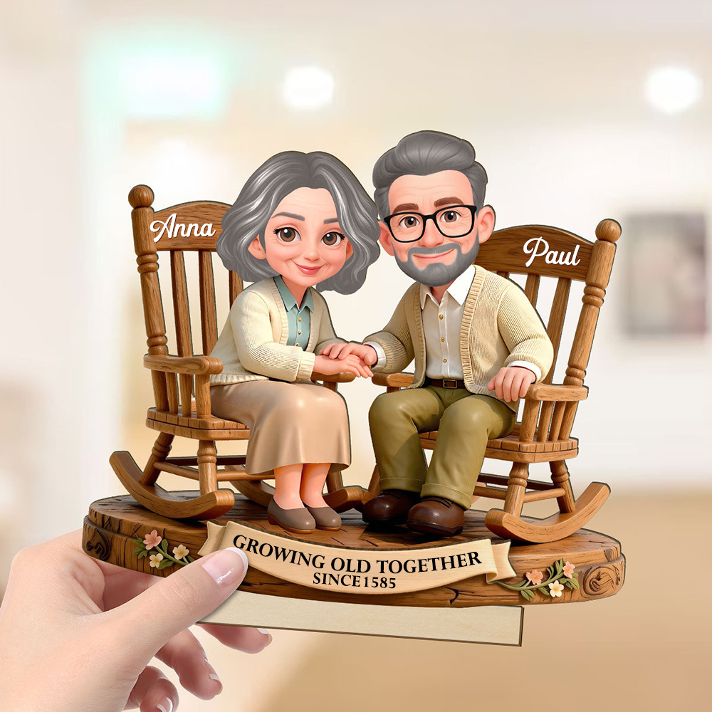 Personalised Anniversary 2D Wooden Plaque for Couple - Growing Old Together since...