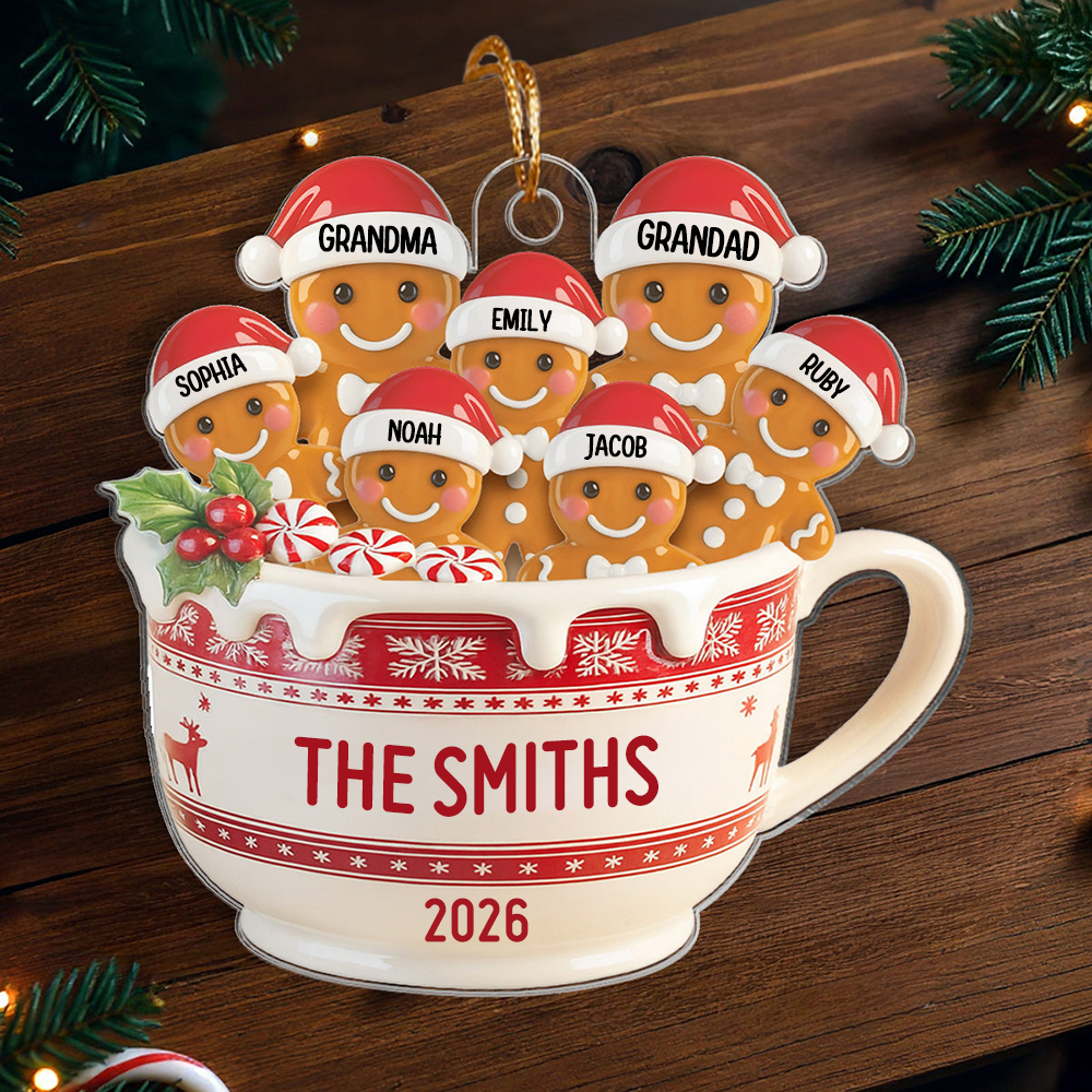 Personalised Acrylic Christmas Ornament - Gingerbread Man Design