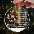 Personalised Memorial Glass Christmas Ornament with Names - Cardinal Design