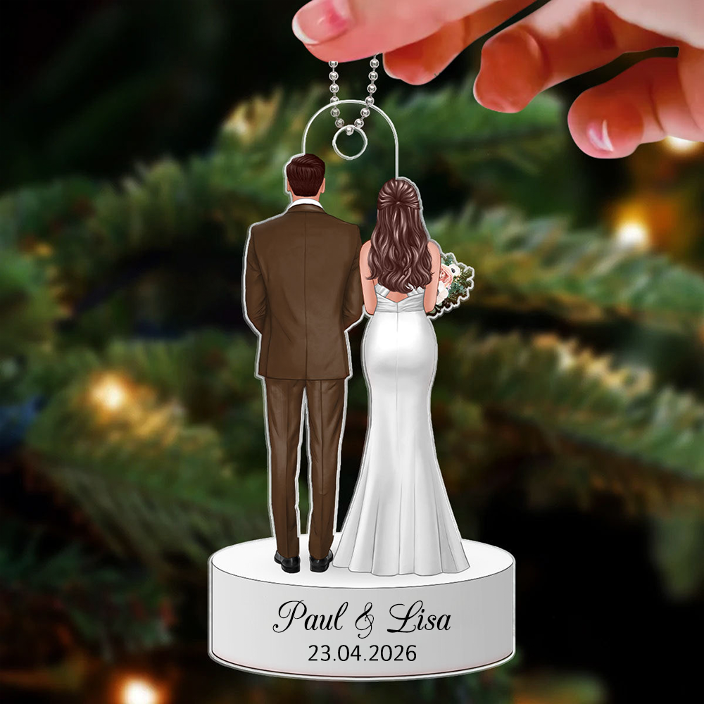 Personalised Wedding Acrylic Hanging Ornament for Couples