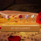 Personalised LED Night Light with Birth Flowers & Text - Gift for Mum & Grandma