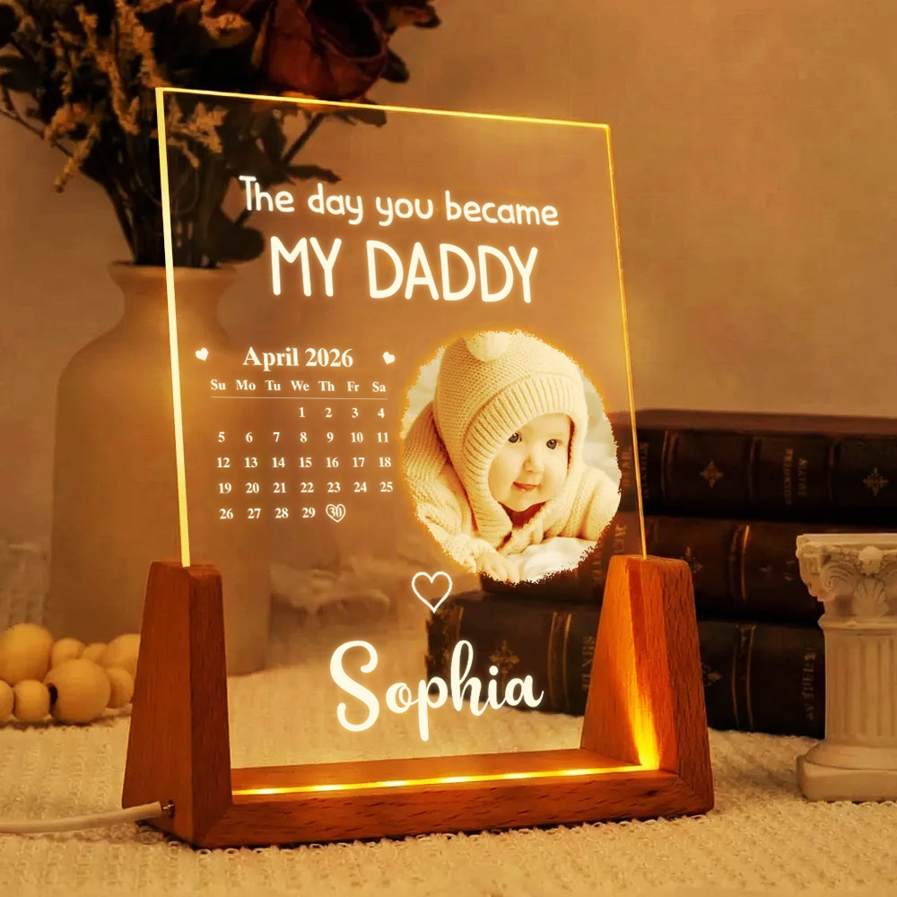 Personalised LED Night Light with Photo & Text - The Day you became my...