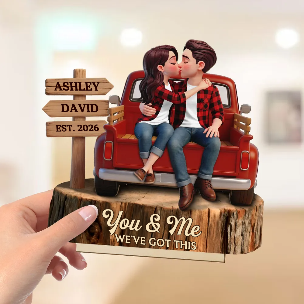 Personalised Anniversary Wooden Plaque - Couple and Truck