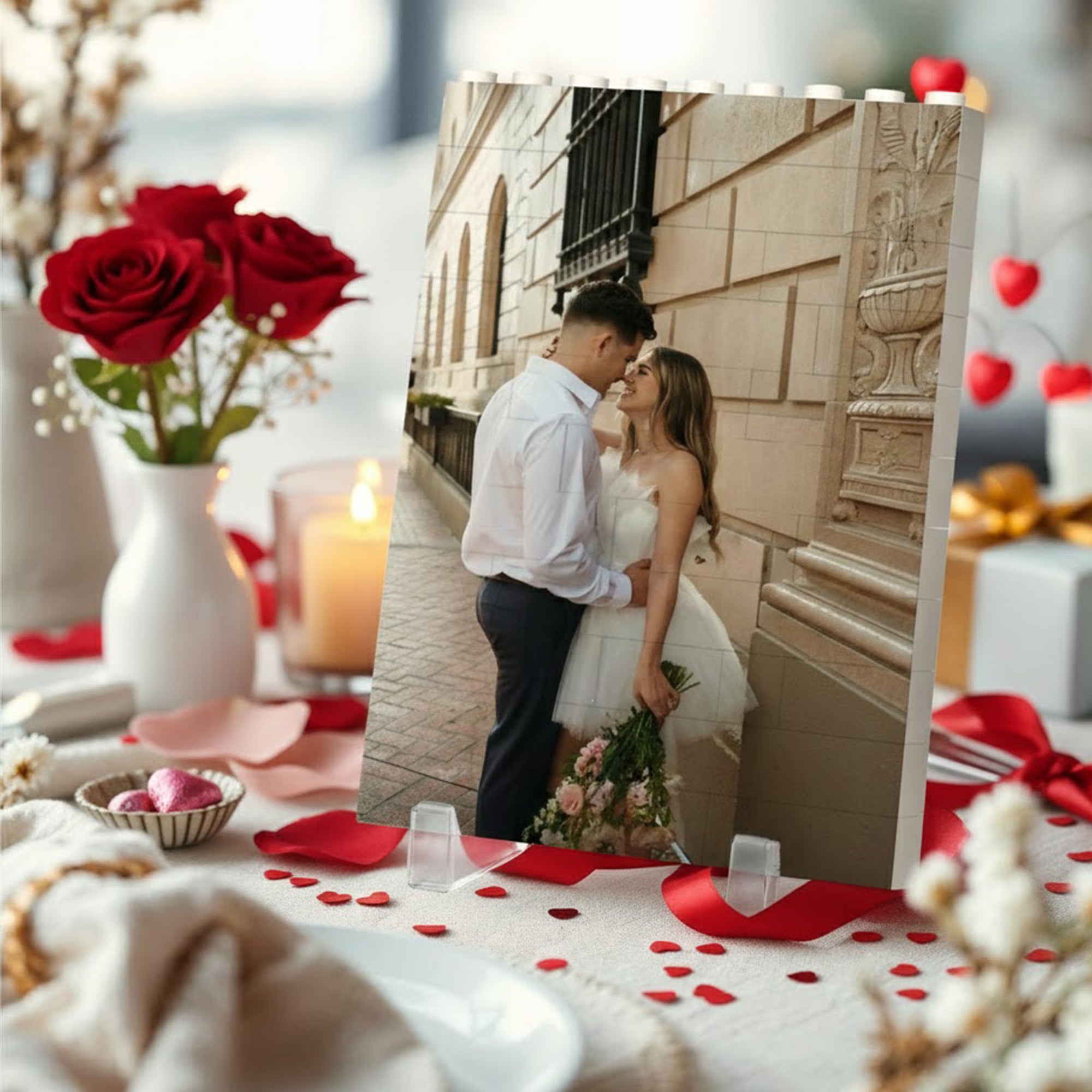 Personalised Building Brick Puzzle with Photo & Text Anniversay Gift