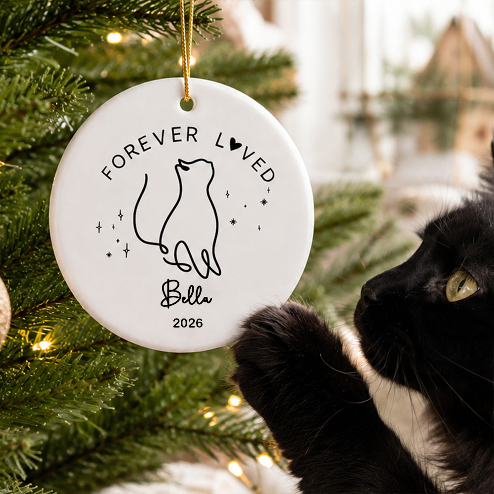Personalised Pet Memorial Ceramic Christmas Ornament with Name