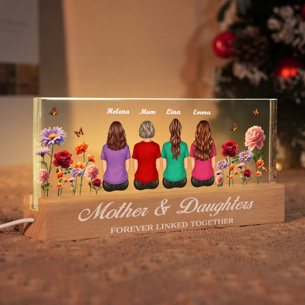 Personalised Family LED Night Light for Mum and Grandma - Birthflower Design
