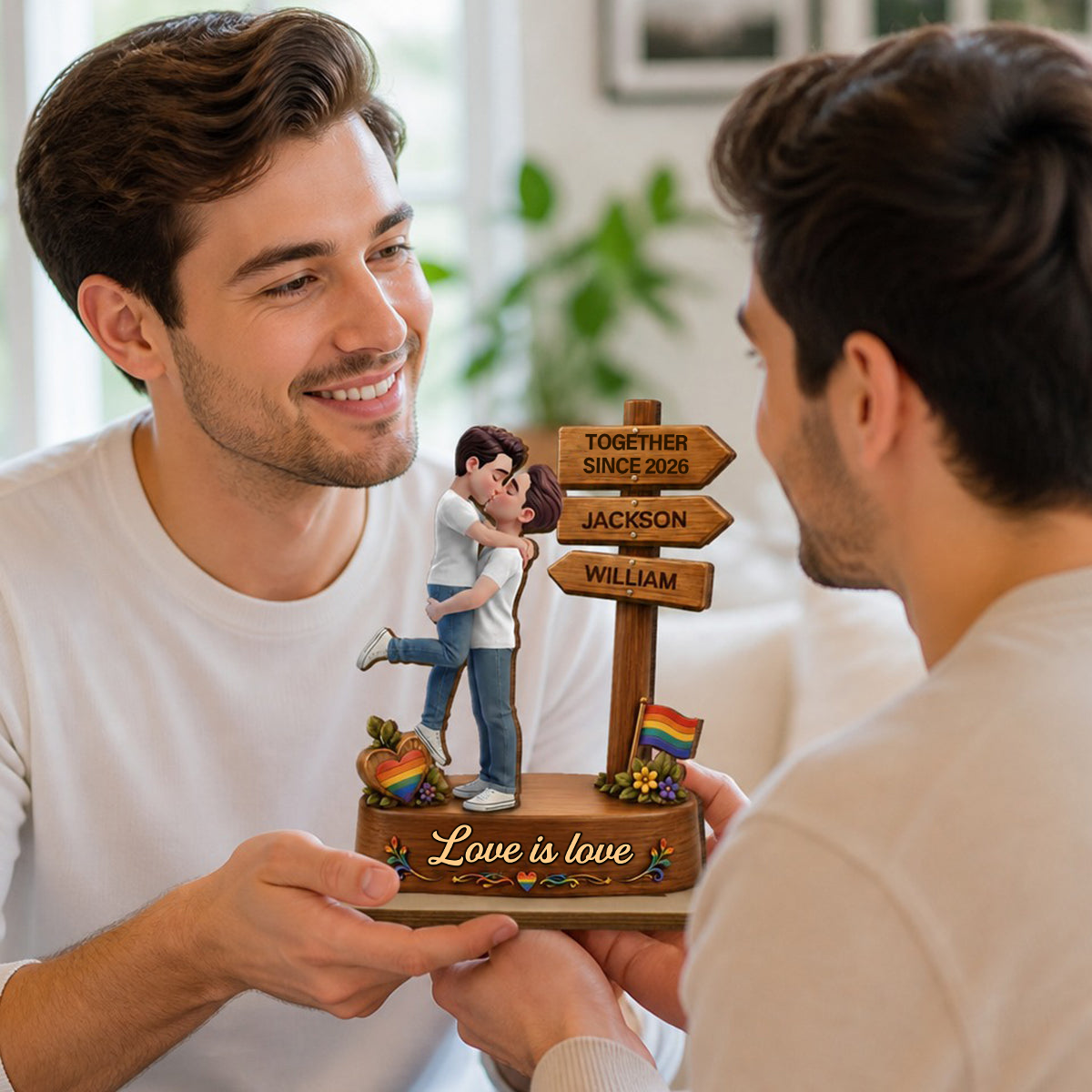 Personalised Anniversary Wooden Plaque for Same-Sex Couples - Together since...