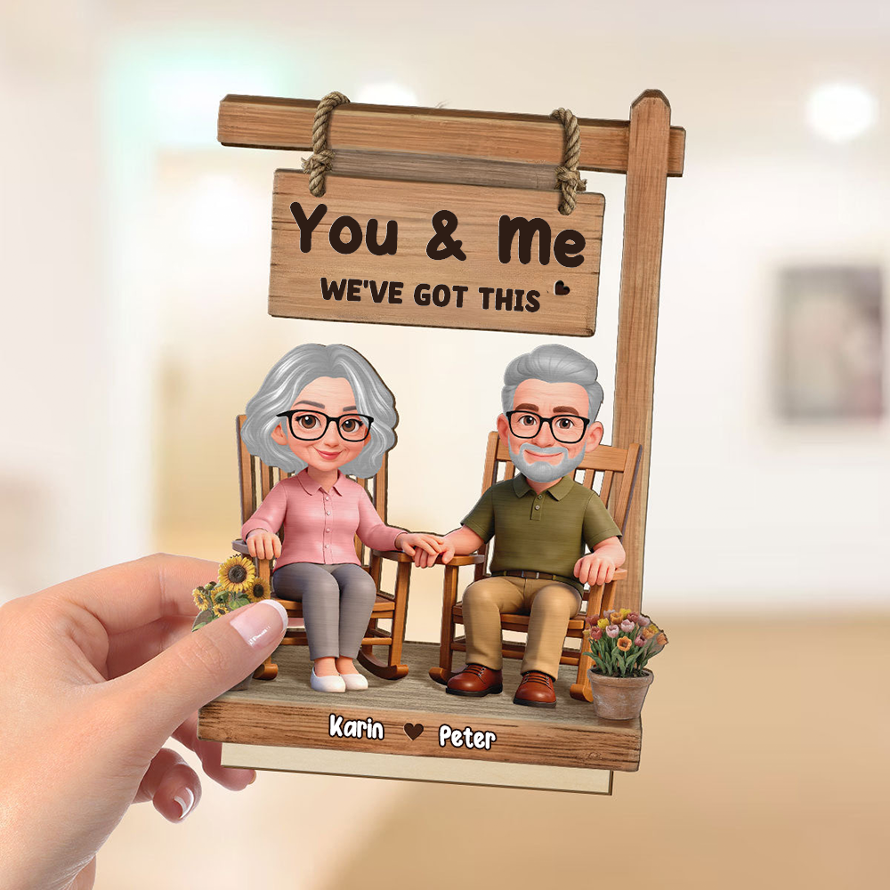 Personalised Couple Layered Wooden Plaque - Couple Sitting On Rocking Chair