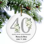 Personalised Wedding Anniversary Ceramic Ornament with Number & Name