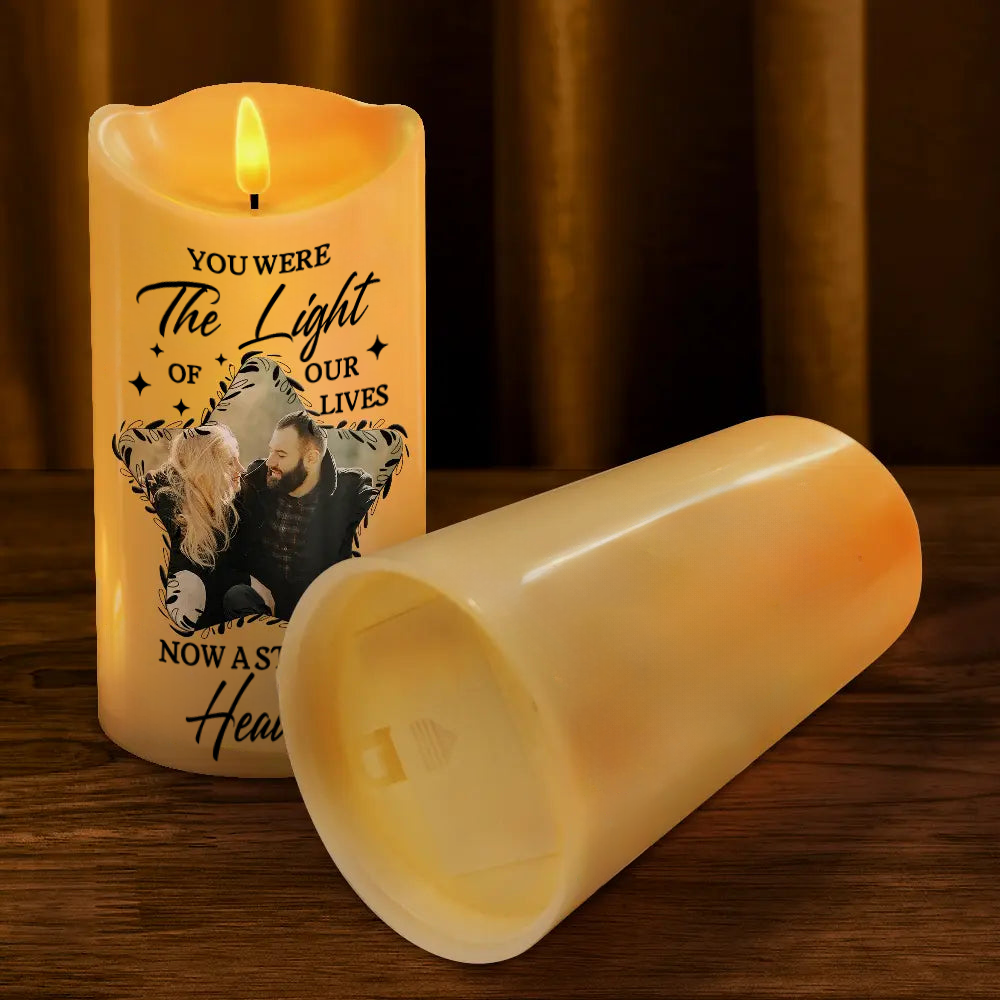Personalised Memorial LED Candle with Photo - Star Design