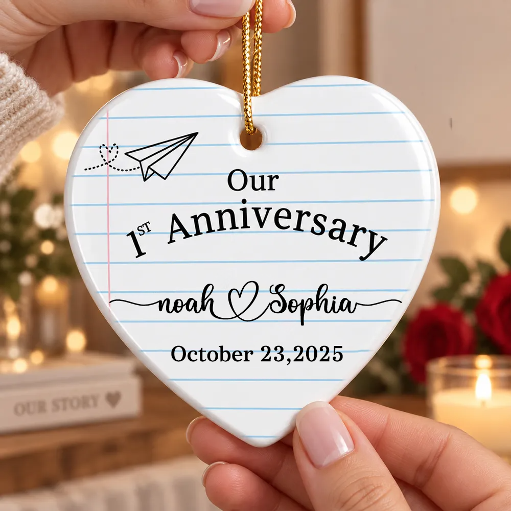 Personalised Ceramic Hanging Ornament - Our 1st Anniversary