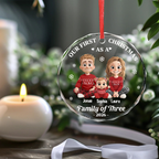 Personalised Glass Christmas Ornament - Our First Christmas as a Family of ...