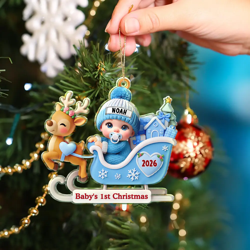 Personalised Baby Acrylic Christmas Ornament - Baby's First Christmas