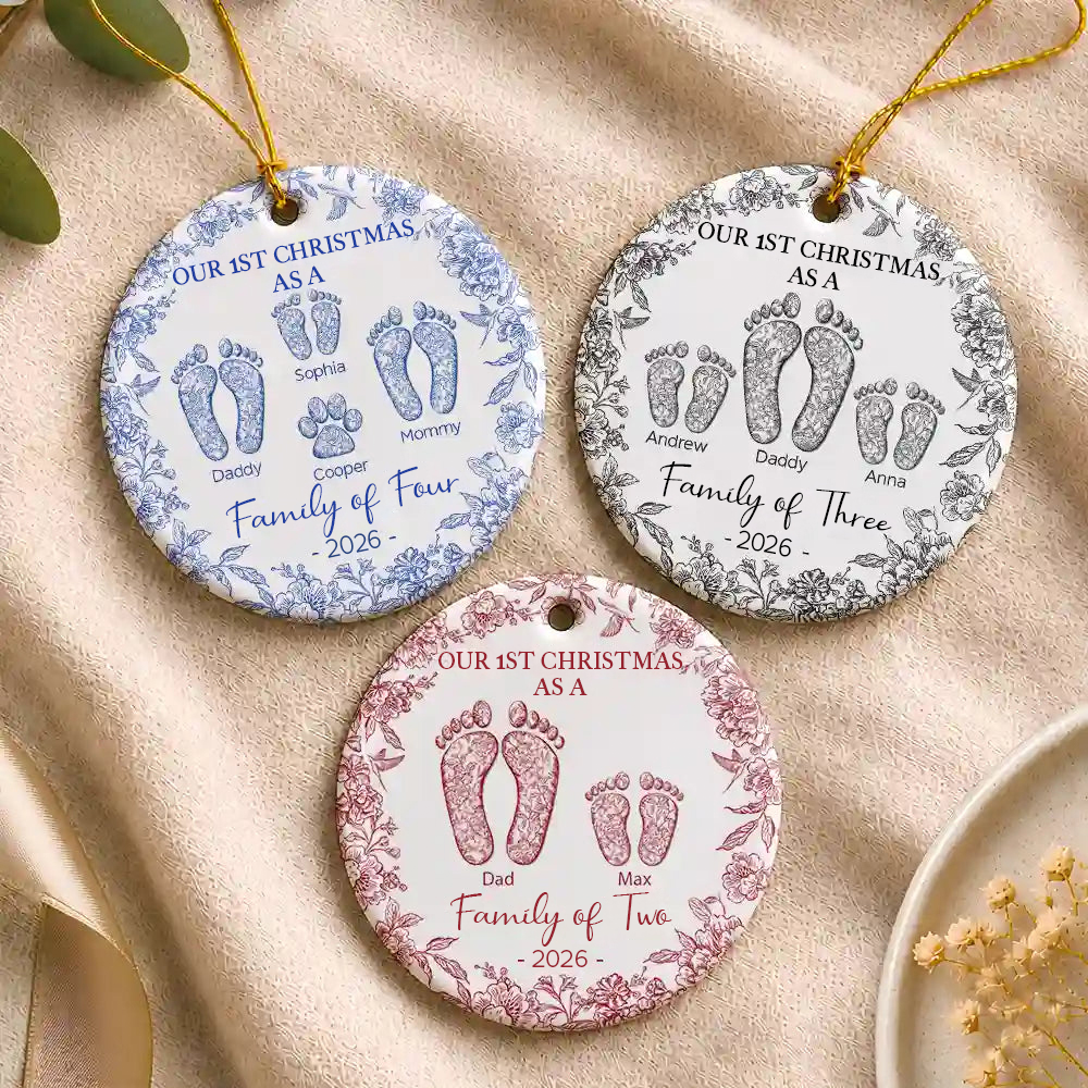 Personalised Ceramic Christmas Ornament - Our 1st Christmas as a Family of...