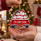 Personalised Family Acrylic Christmas Ornament with Names & Text - Snowman Design