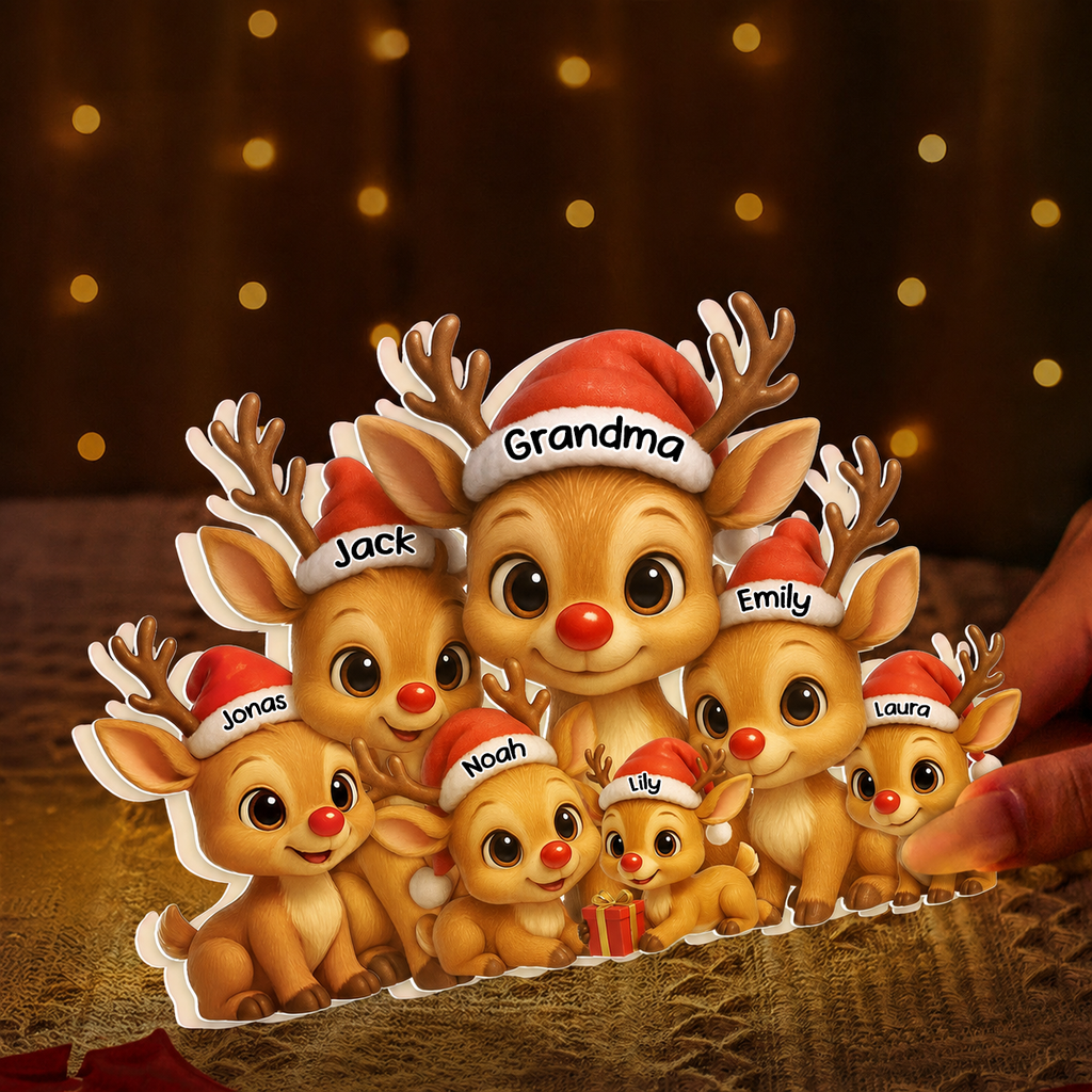 Personalised Grandma LED Light Box with Names - Reindeer Design