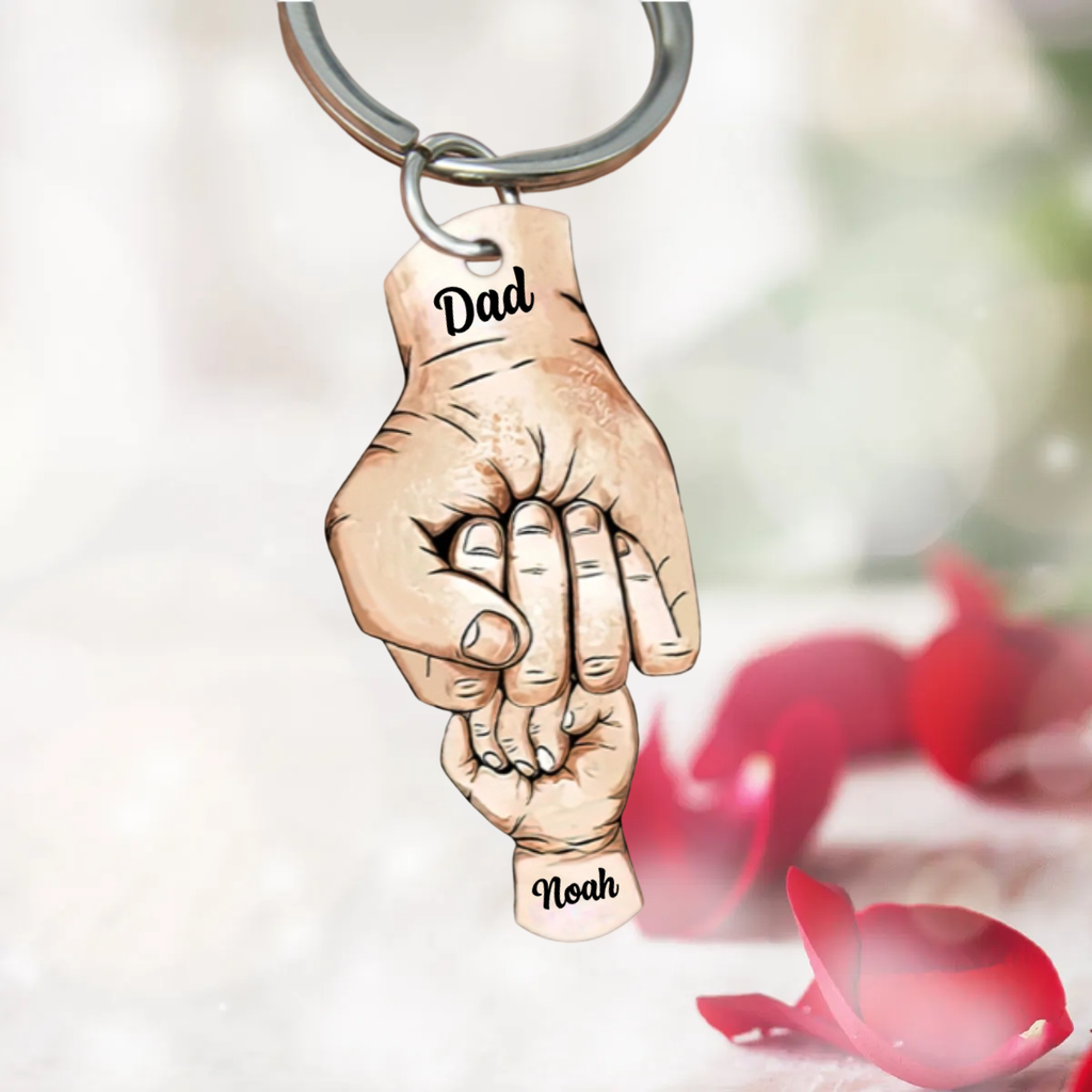Personalised Acrylic Keyring for Dad - Fist-Bump-Design