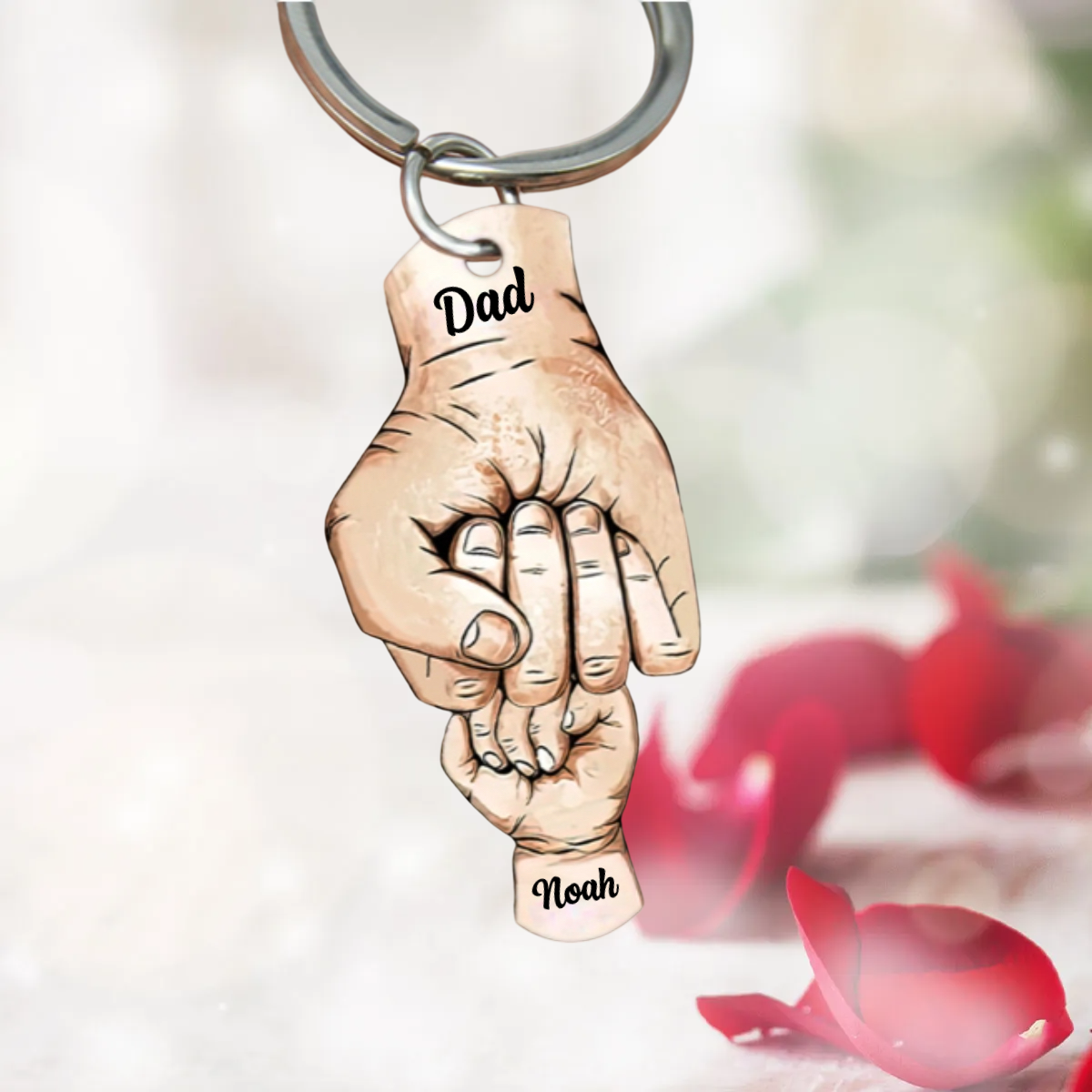 Personalised Acrylic Keyring for Dad - Fist-Bump-Design