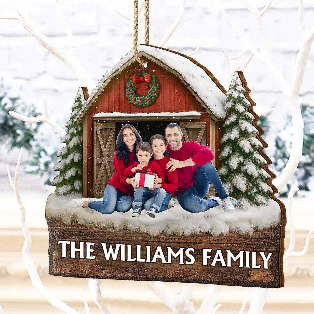 Personalised Family Wooden Christmas Ornament with Photo