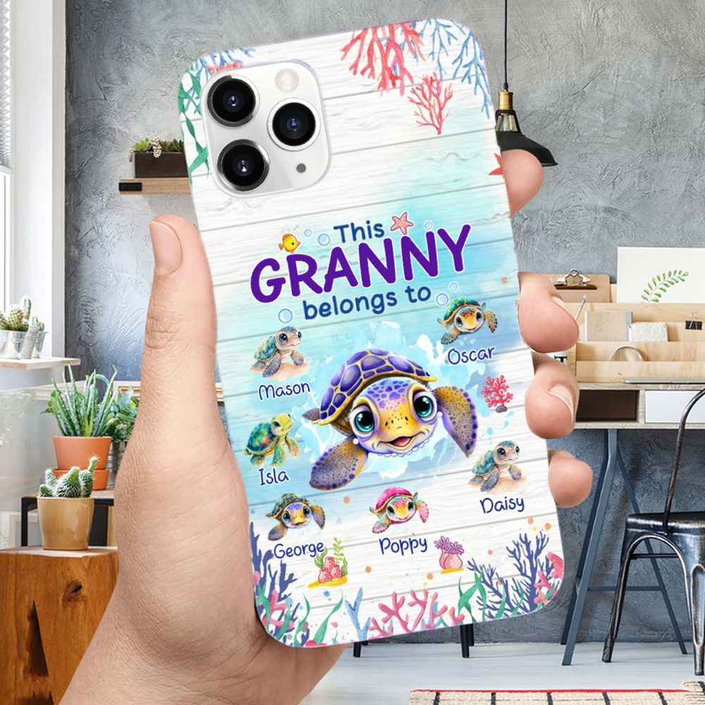 Personalised Silicone Phone Case for Grandma - Turtle Design for iPhone & Samsung Galaxy