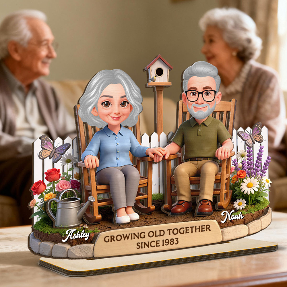 Personalised Anniversary Wooden Plaque for Couples - Holding Hands in Garden