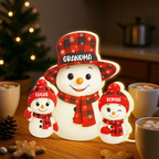 Personalised Grandma LED Light Box with Names - Snowman Design