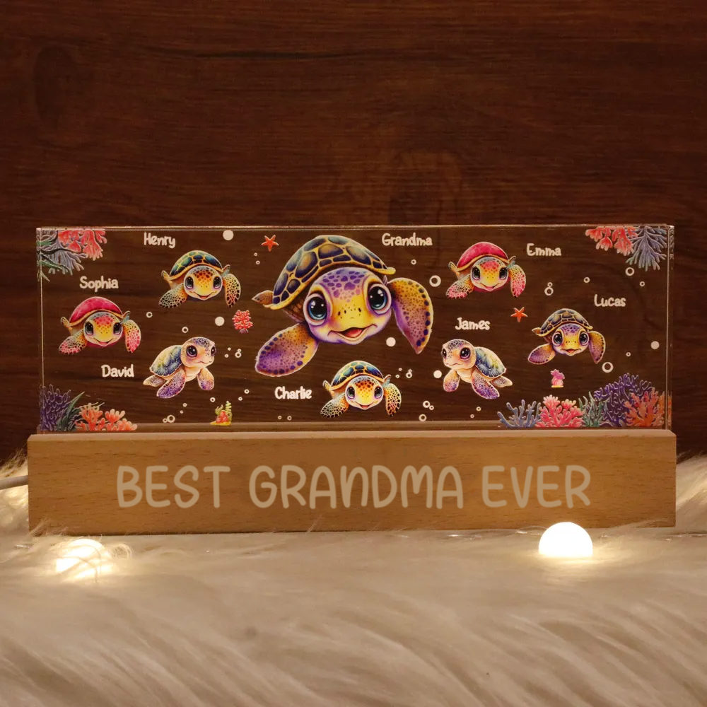 Personalised LED Nicht Light for Grandma - Turtle Design