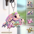 Personalised Acrylic Keyring for Mum and Grandma - Sea Turtles Design
