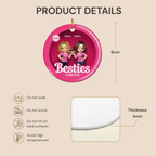Personalised Ceramic Christmas Ornament for Besties & Sisters - Pink Design