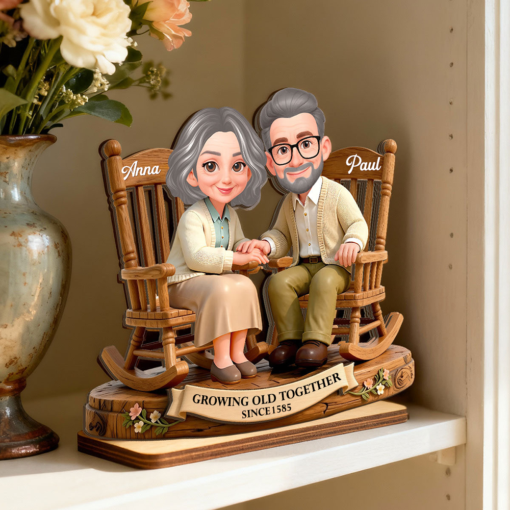 Personalised Anniversary 2D Wooden Plaque for Couple - Growing Old Together since...
