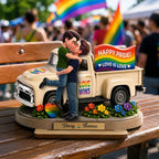 Personalised Wooden Plaque for Same-Sex Couples - Happy Pride Design