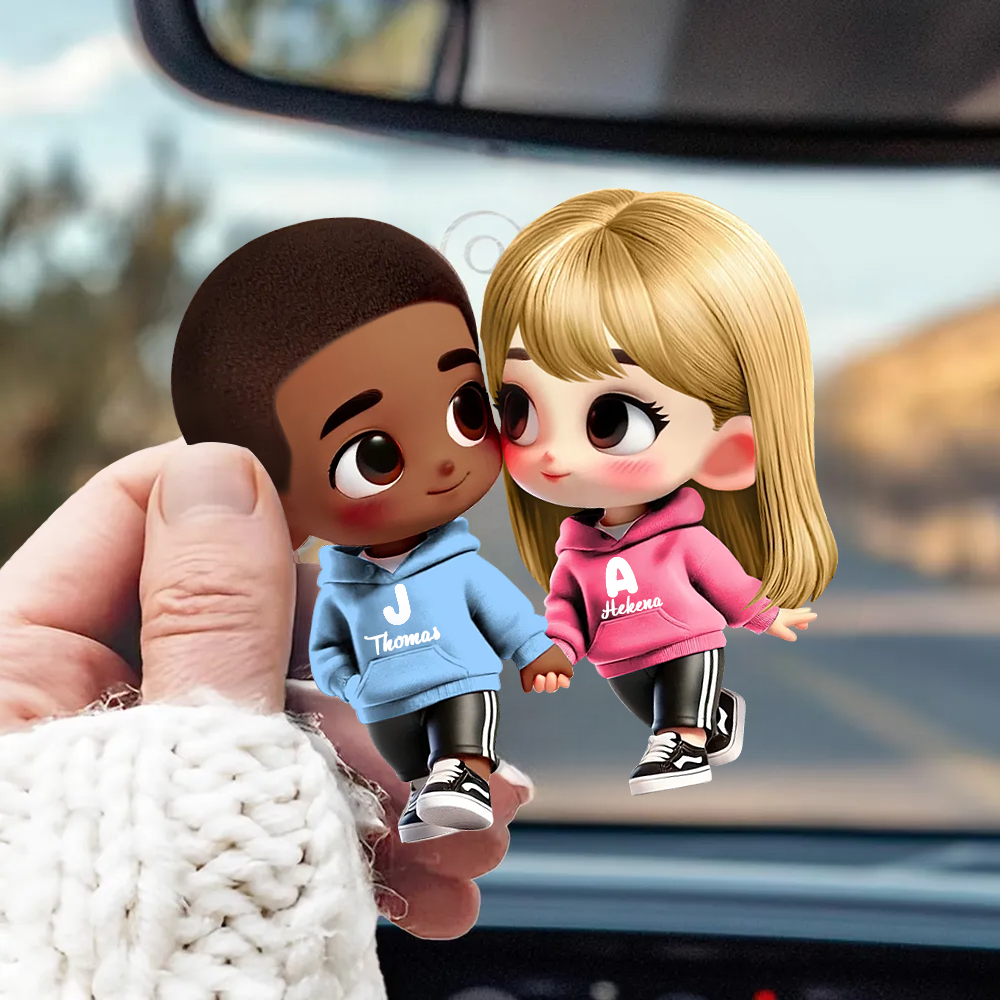 Personalised Couple Acrylic Hanging Ornament - Cartoon Character Design