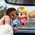 Personalised Couple Acrylic Hanging Ornament - Cartoon Character Design