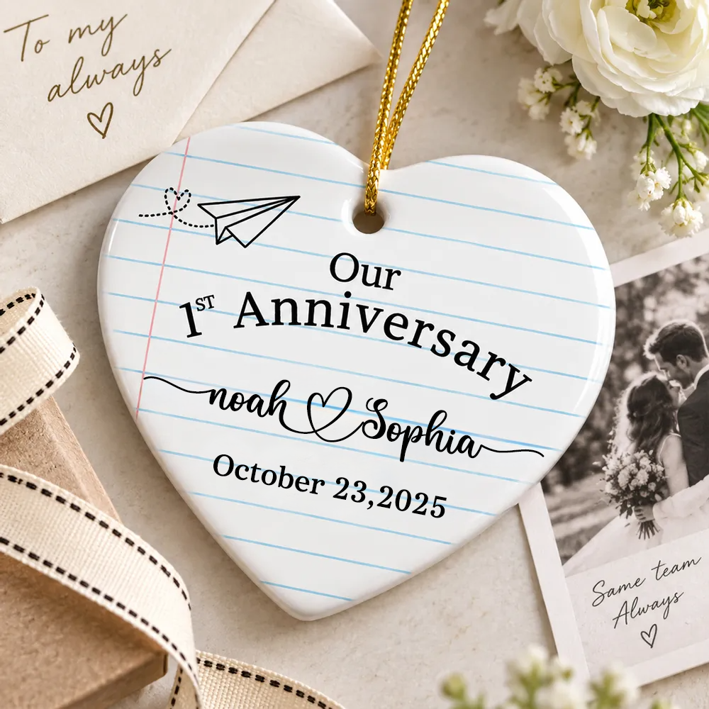 Personalised Ceramic Hanging Ornament - Our 1st Anniversary