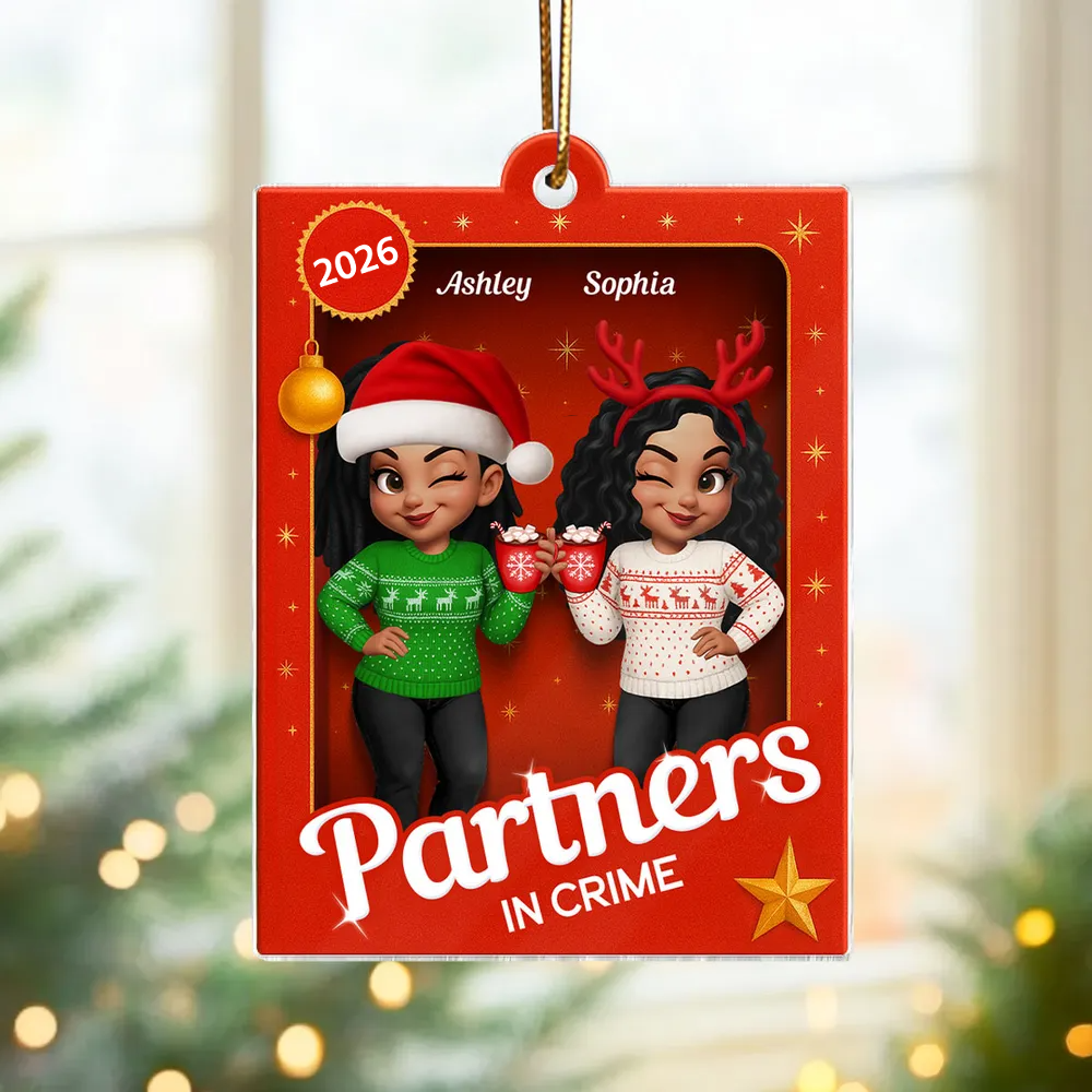 Personalised Acylic Christmas Ornament for Bestie & Sister - Partners in Crime Design