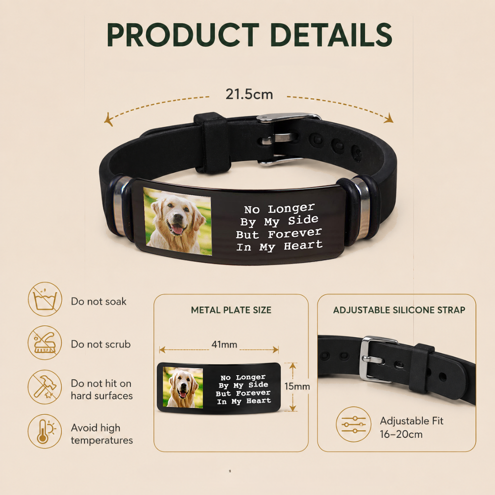 Personalised Pet Memorial Silicone Bracelet with Photo