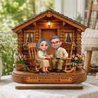 Personalised Couple Layered Wooden Plaque - Couple with House Design