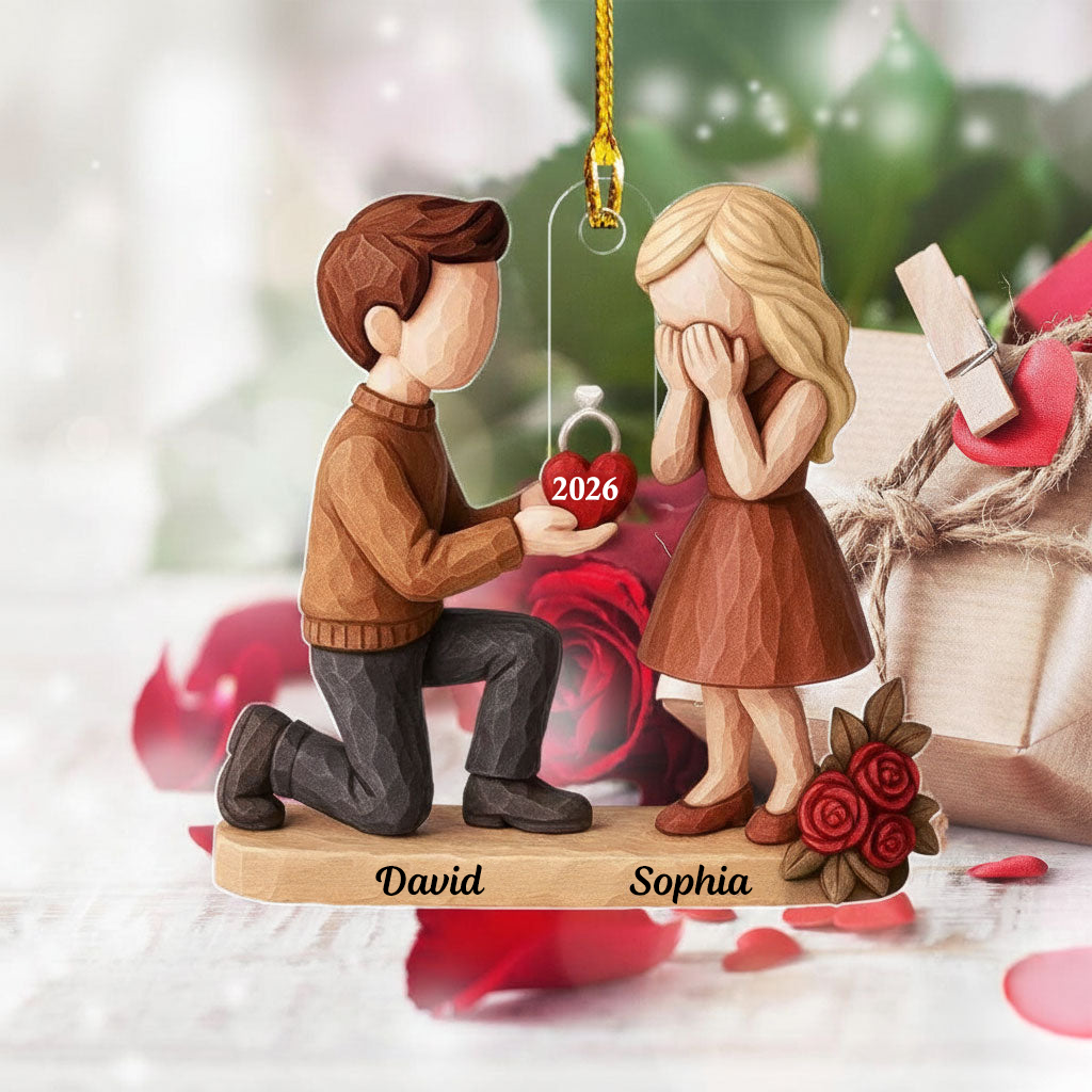 Personalised Anniversary Acrylic Hanging Ornament for Couples - Proposal Design
