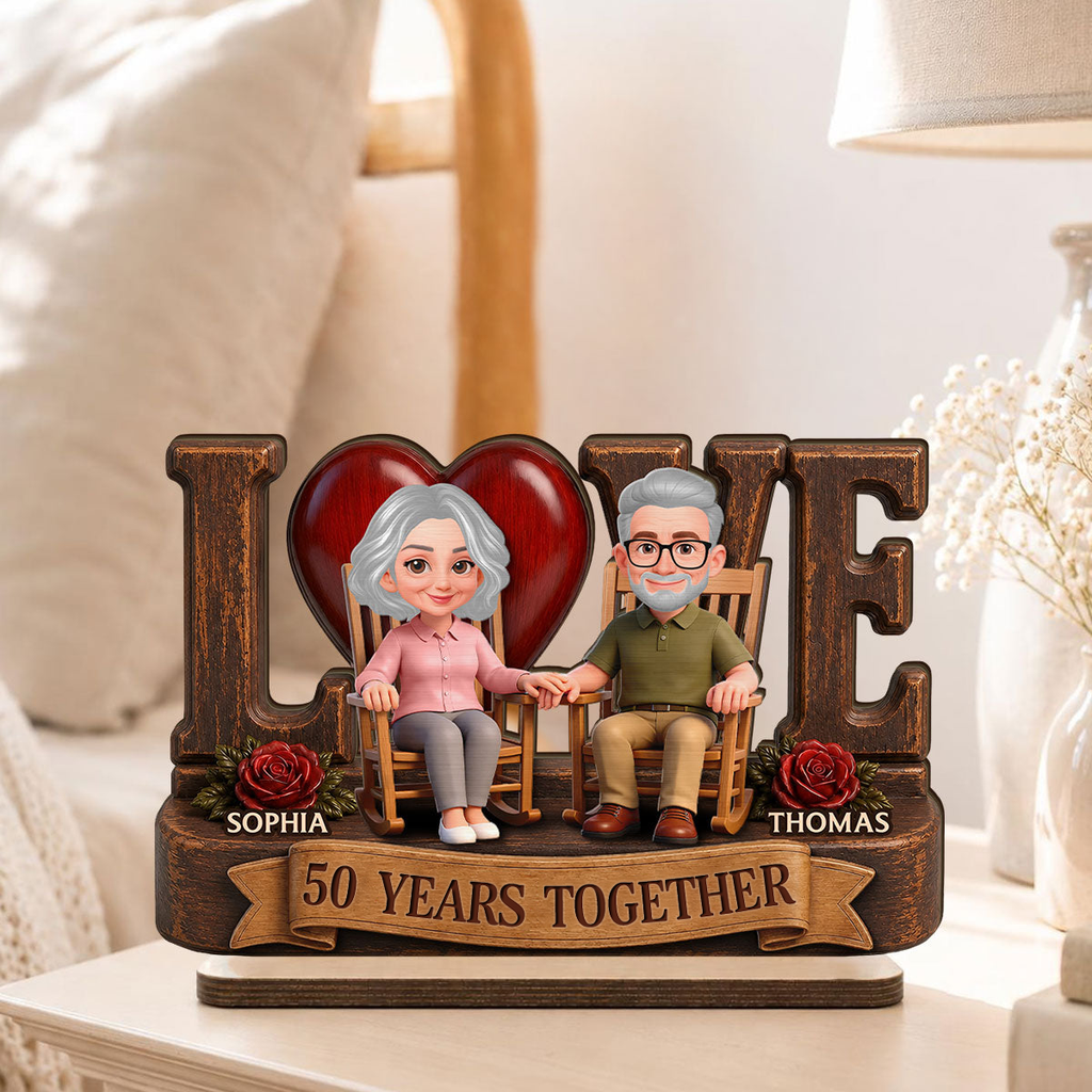 Personalised Anniversary Layered Wooden Plaque -  Love Couple Design