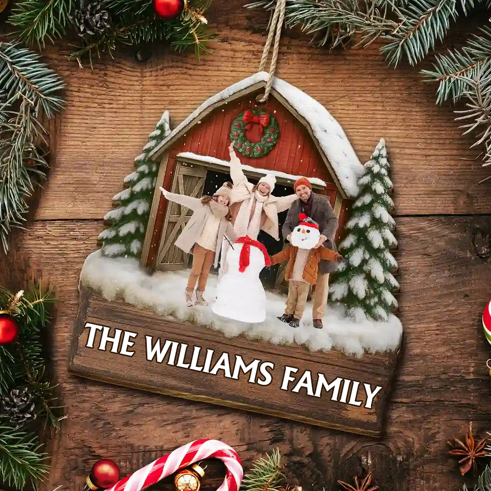Personalised Family Wooden Christmas Ornament with Photo